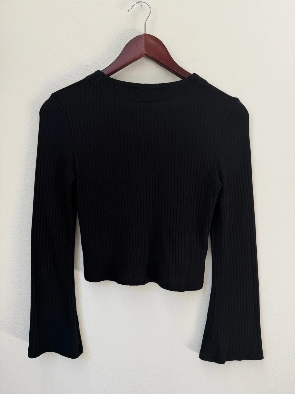 Reformation Kalina Knit Top Black V-Neck Button Front Ribbed Cardigan Size S